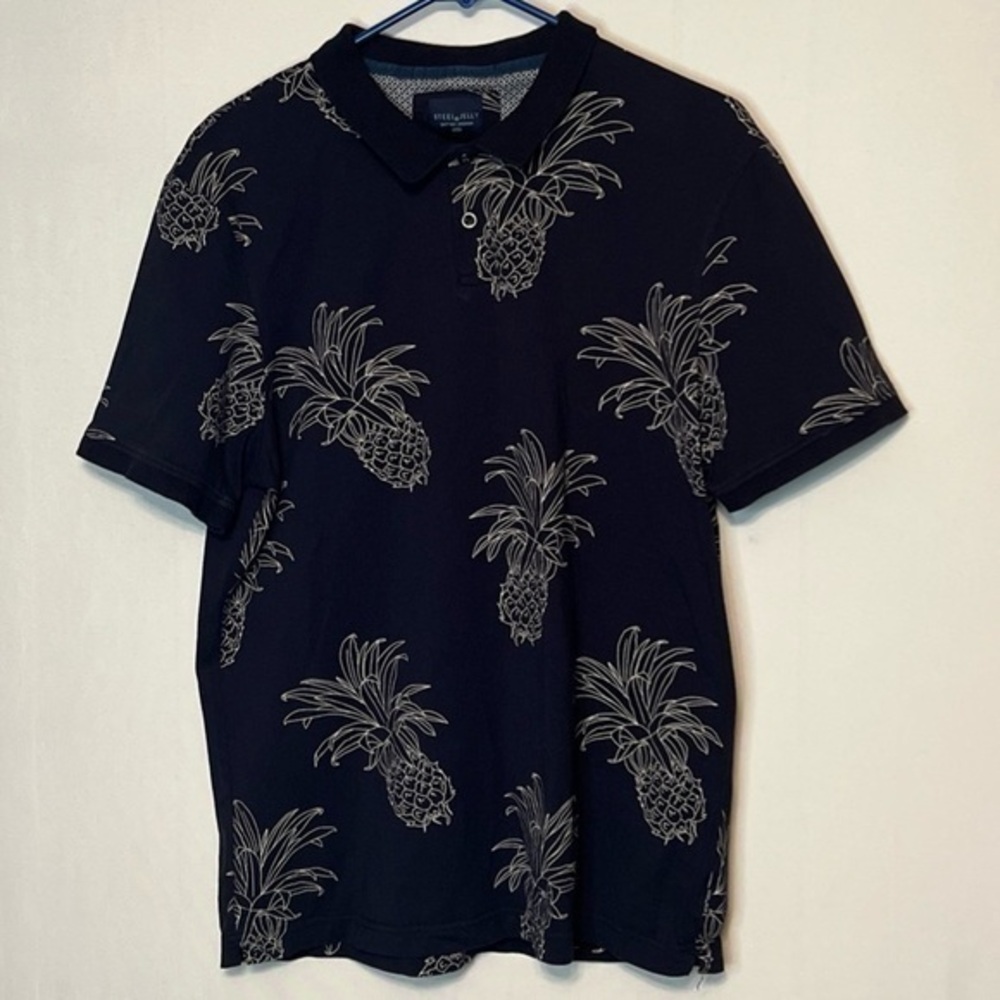 Steel & Jelly British Design Men's Short Sleeve  Black Polo Shirt Size Large